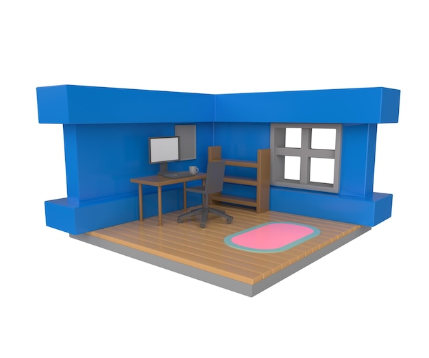 Minimalna ilustracja 3d Koncepcja projektowania wnętrz salonu 3d render