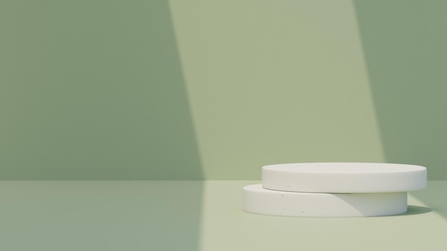 Minimalna scena podium okrągłego z zielonym wzorem tła krajobrazu renderowanym w 3D