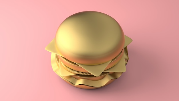 Minimalna złota cheeseburger 3d