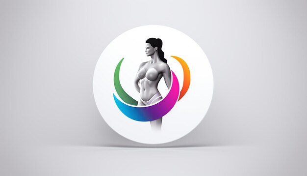 Minimalne 3d kreatywne logo fitness białe tło 8K ultra wysokiej jakości