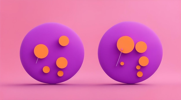 Minimalne fioletowe i pomarańczowe bąbelki czatu 3D na różowym tle autorstwa generatywnej sztucznej inteligencji