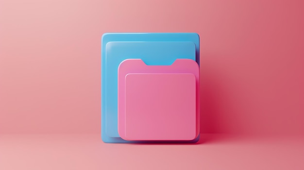 Zdjęcie minimalne renderowanie 3d różowego i niebieskiego abstrakcyjnego kształtu geometrycznego na różowym tle