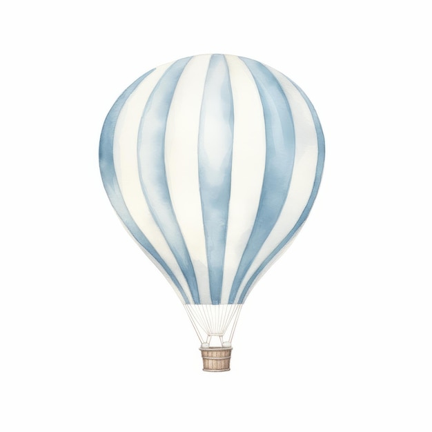 Minimalny akwarelowy druk na tacce z jasnoniebieskim paskiem balonem na gorące powietrze