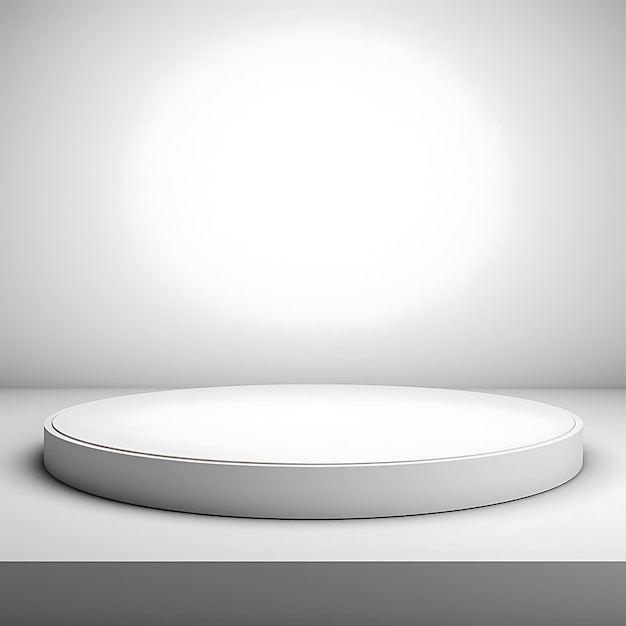 Zdjęcie minimalny biały krąg na podium na białym tle studia