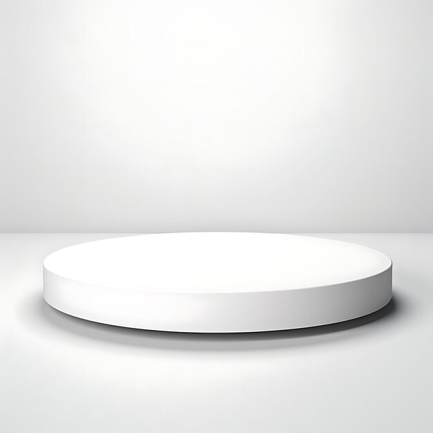 Zdjęcie minimalny biały krąg na podium na białym tle studia