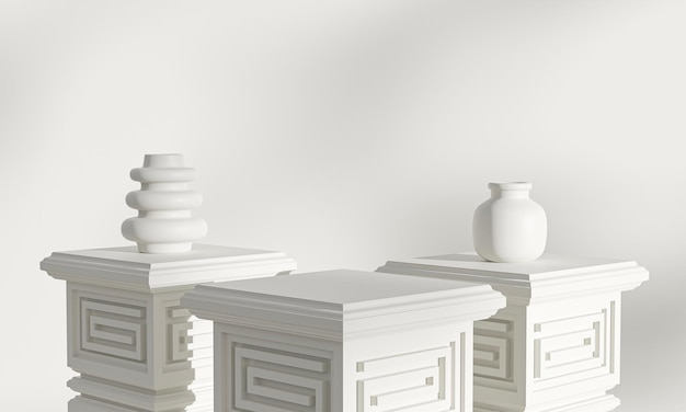 Zdjęcie minimalny biały podium gotycki filar 3d rendering