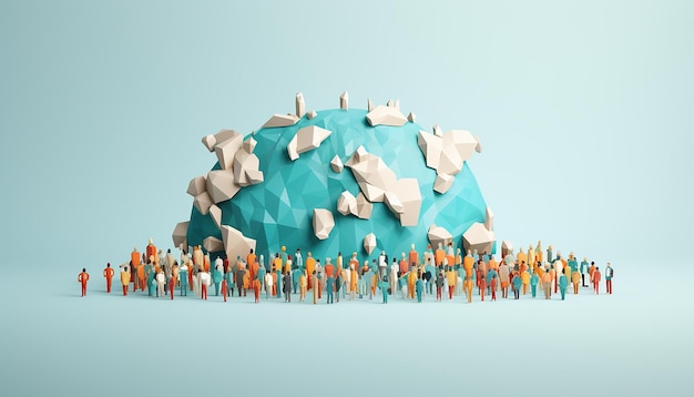 Minimalny projekt plakatu światowego dnia ludności 3D