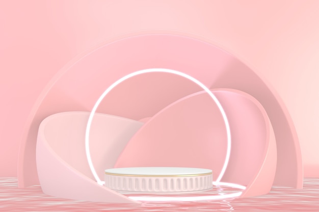 Minimalny różowy projekt cokołu do pokazu produktów, renderowania