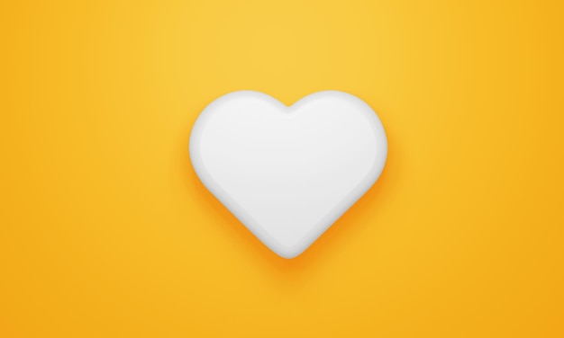 Minimalny symbol serca na żółtym tle renderowania 3d
