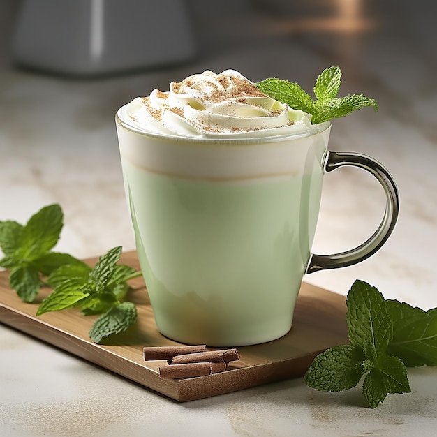 Zdjęcie mint latte drink om a table