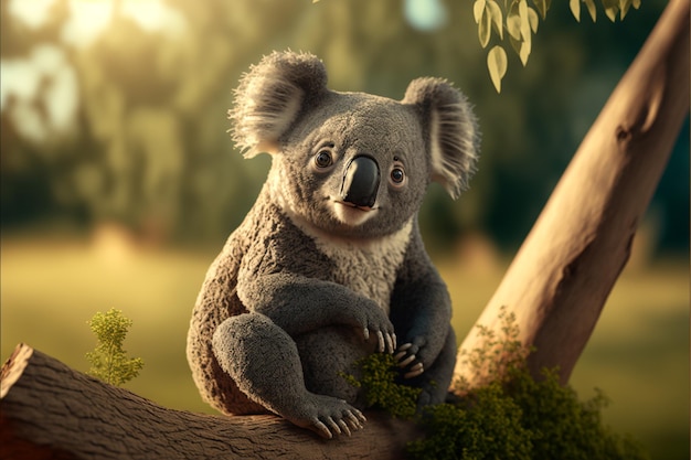 Miś koala relaksujący się na małym drzewie