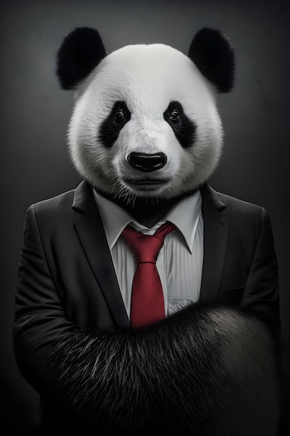 Miś panda w garniturze i krawacie