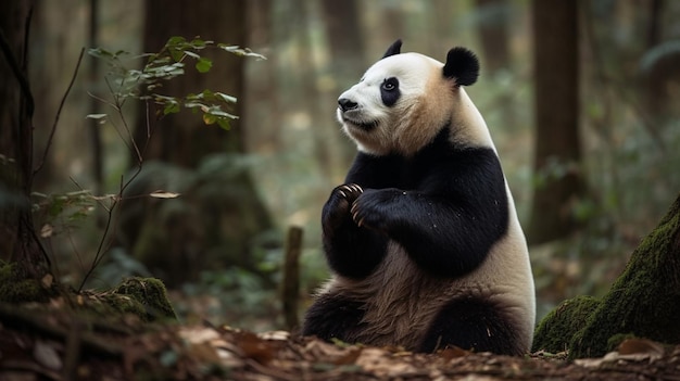 Miś panda w lesie