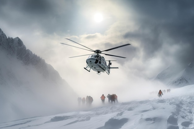 Misja ratunkowa helikoptera Lądowanie w Snowy Mountain