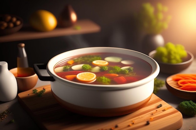 Miska chińskiej zupy Hot Pot z kilkoma składnikami