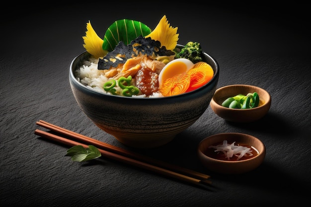 Miska japońskiego jedzenia wygenerowana przez sztuczną inteligencję