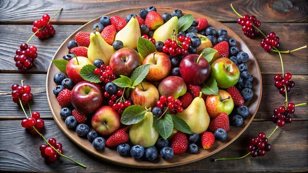 Zdjęcie miska owoców z garstką jagód