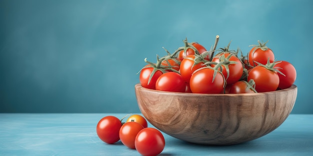 Zdjęcie miska pomidorów koktajlowych na stole