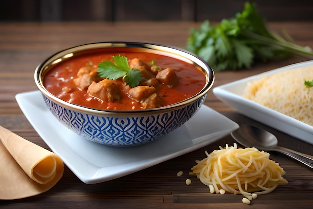 Miska rosołu ze spaghetti i parmezanem.