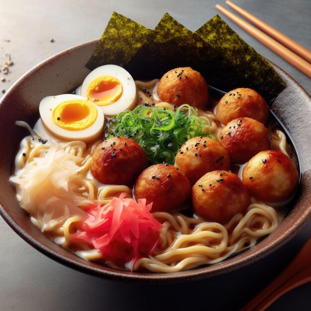 Miska takoyaki ramen z żutej makaronu