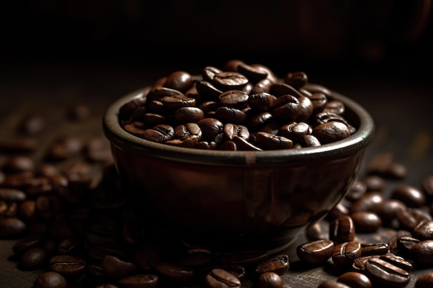 Miska ziaren kawy ze słowem kawa