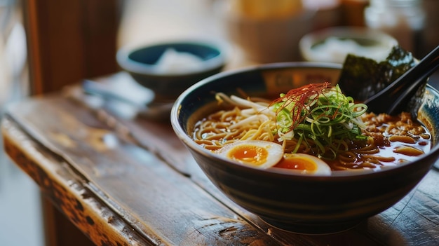 Miso Ramen z dodatkowymi dodatkami w stylu barów ramen