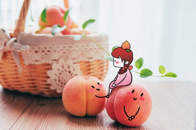 Miss Peach: mieszana ilustracja kreatywnej fotografii