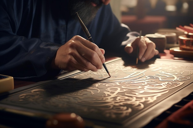 Mistrz kaligrafii tworzący ozdobny i generatywny ai