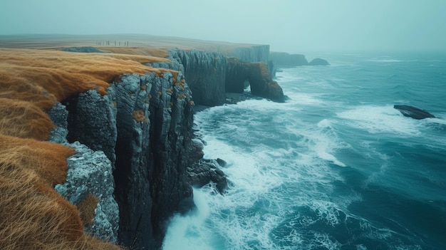 Misty Seaside Cliffs