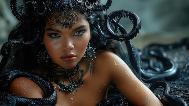 Mistyczna Gorgona, legenda o Medusie, symbol strachu i mocy w mitologii greckiej, z włosami węża, które zamieniały ludzi w kamień.