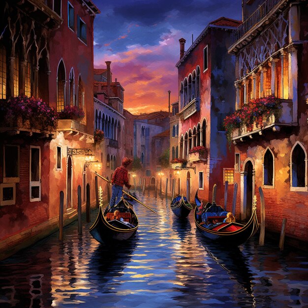 Mistyczna podróż Magiczna gondola płynąca przez zaczarowaną Wenecję