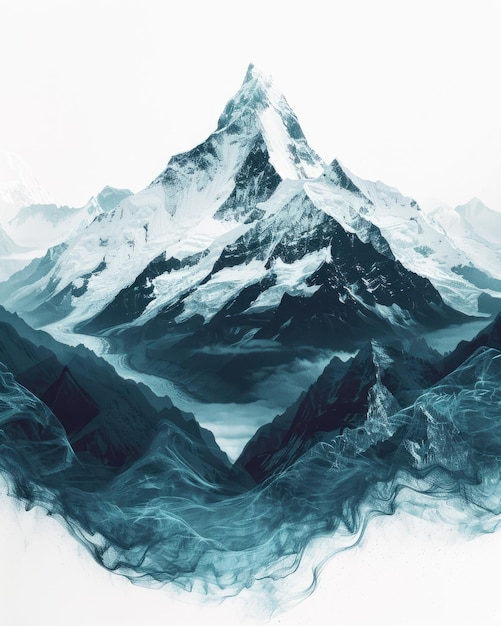Mistyczne cyfrowe malarstwo śnieżnych gór