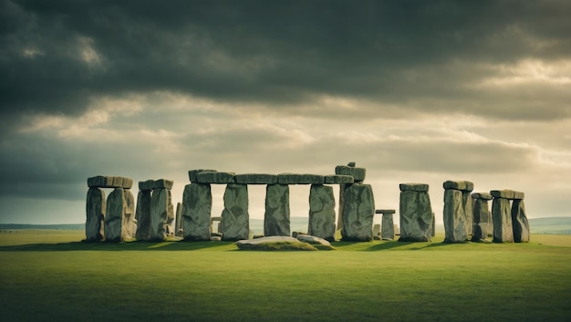 Mistyczne Stonehenge wśród pochmurnego nieba