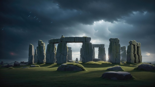 Mistyczne Stonehenge wśród pochmurnego nieba