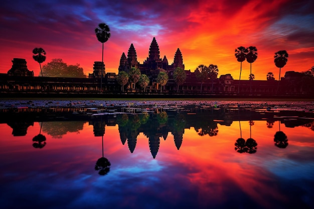 Zdjęcie mistyczne świątynie angkor wat w kambodży