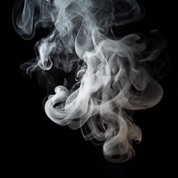 Mistyczny biały dym izoluje elegancję na czarnym tle