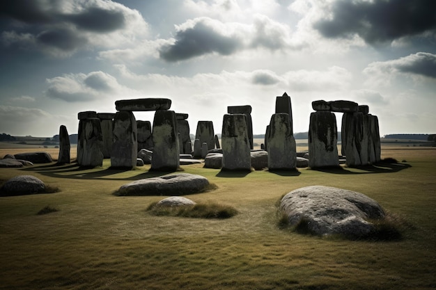 Mistyczny kamienny krąg Stonehenge w generatywnym IA Wiltshire