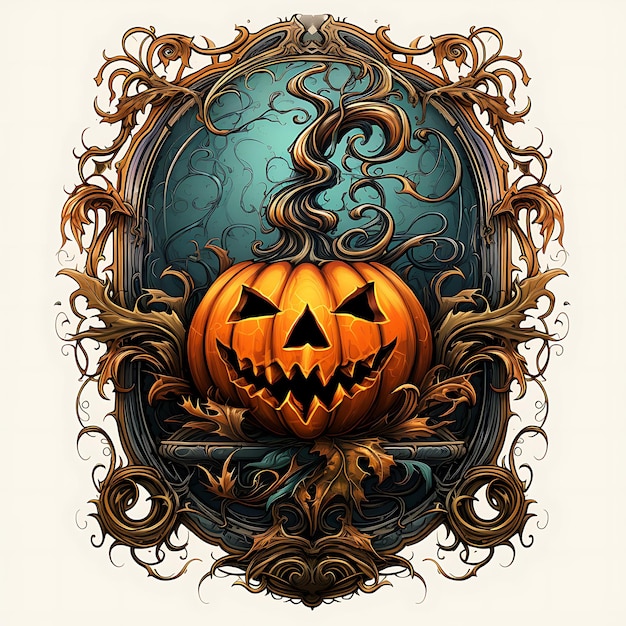 Mistyczny motyw Halloween upiorny projekt dyni