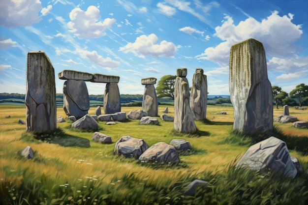 Zdjęcie mistyczny obraz na terenie stonehenge generuj ai