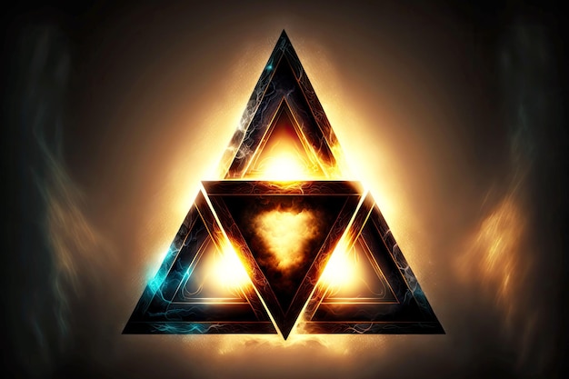Mistyczny obraz Świętej Trójcy w postaci trójkątnego świecącego trójkąta generatywnego ai