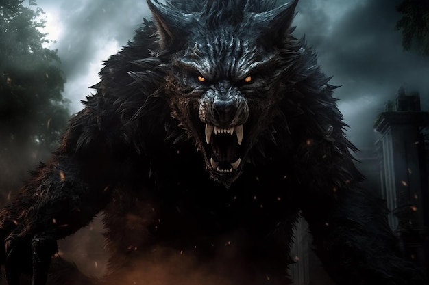 Mistyczny skandynawski wilk bestii Fenrir Fenrir rozpoczyna tło mitologii Ragnarok North