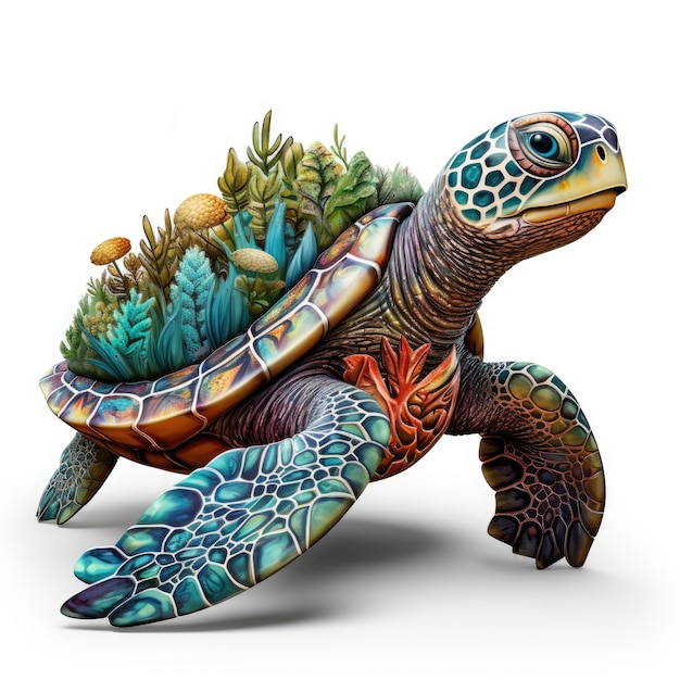 Mistyczny żółw hippie odkrywa podwodną krainę cudów z wspaniałymi szczegółami