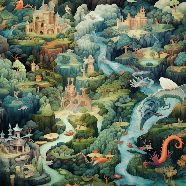 Mityczna mapa Fantasy Lands Tapeta