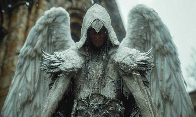 Zdjęcie mityczny anioł z białymi skrzydłami