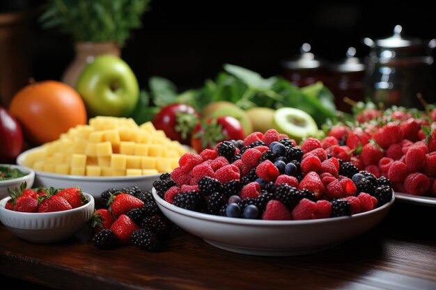 mix owoców na kuchennym stole profesjonalna reklama żywności Fotografia
