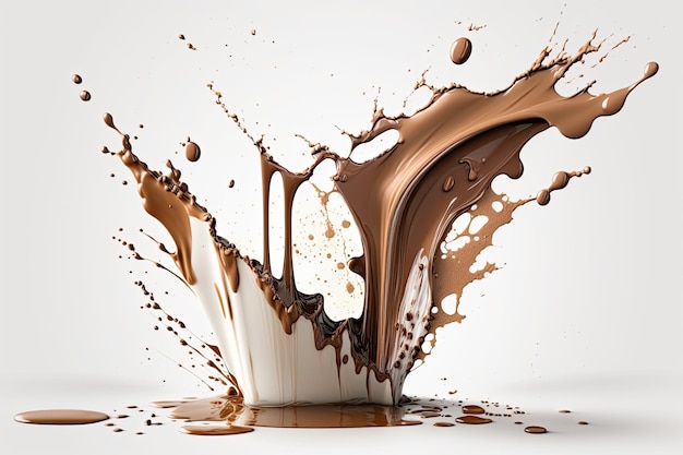 Mleko czekoladowe z odrobiną kawy na białym tle sam