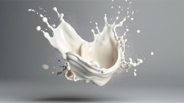 Mleko przelewa się do białej filiżanki Generatywne ai