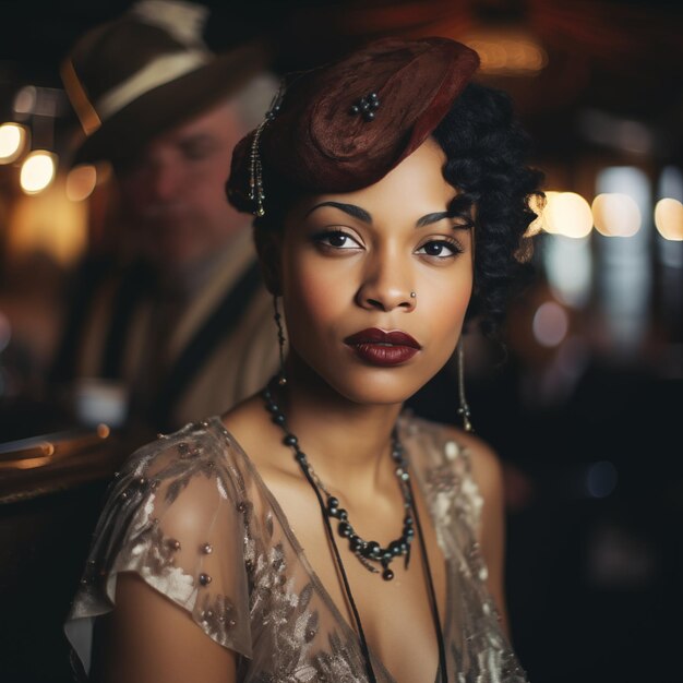 Młoda Afroamerykanka w modzie z lat dwudziestych