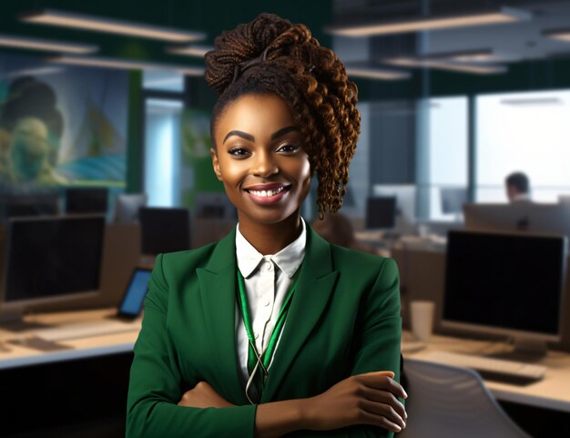 Młoda afrykańska kobieta menedżer profesjonalny lider w nowoczesnym biurze korporacyjnym portait kobieta biznesowa