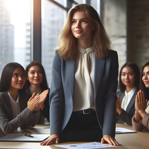 Młoda bizneswoman sukces profesjonalne przywództwo w nowoczesnej siły roboczej Microstock Image